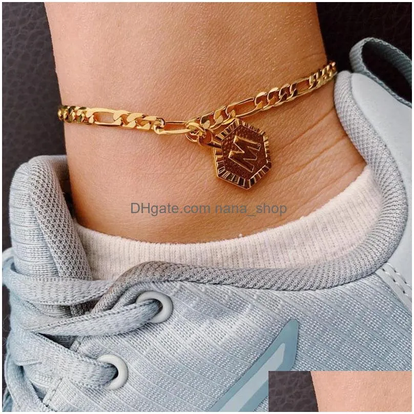 fashion jewelry letter dangle chain anklet beach anklet