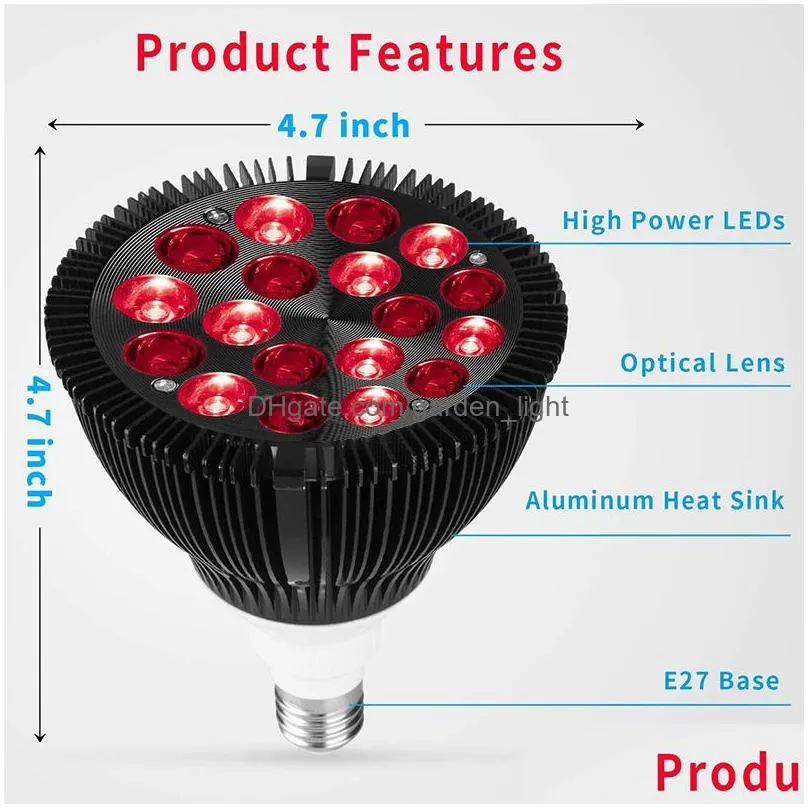 red light bulb therapy 54w 18led infrared lamp 660nm 850nm near combo for skin pain relief