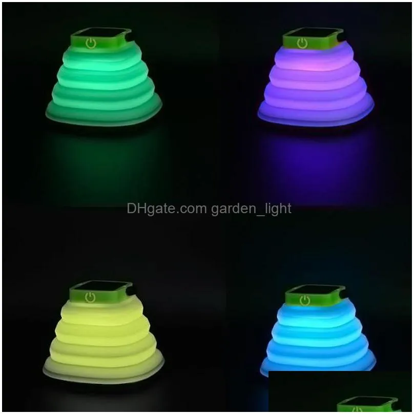 led solar camping light outdoor collapsible lights led flashlight portable lantern mini tent light emergency lamp warm white colorful