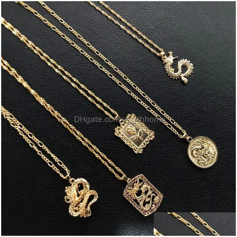 fashion dragon pendant necklaces for women gold color rose choker necklace mascot ornaments jewelry gift