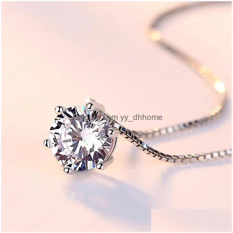 s925 sterling silver pendant necklace cubic zirconia charms necklaces wholesale