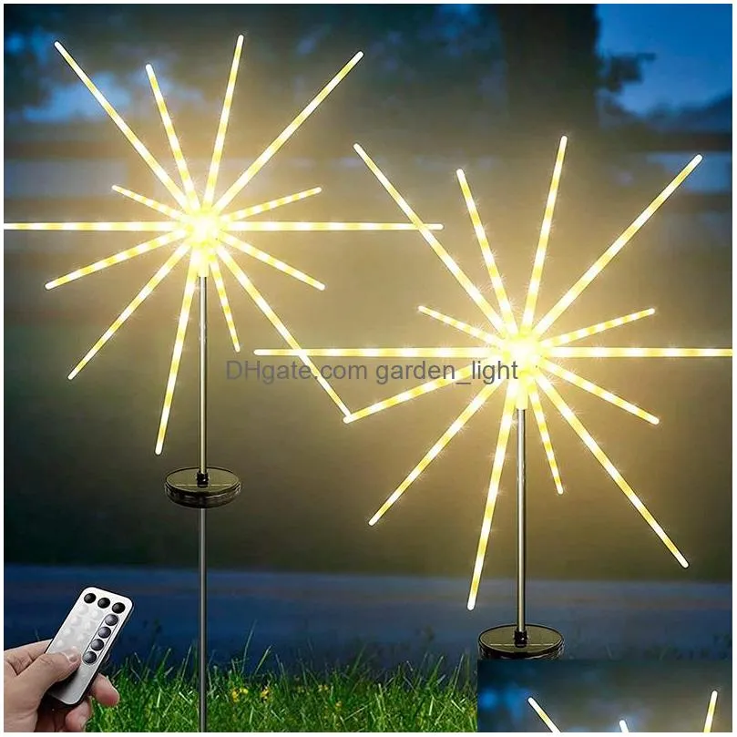 firework meteor string lights remote control 8 modes rgb warm white garden decoration waterproof christmas outdoor battery solar landscape