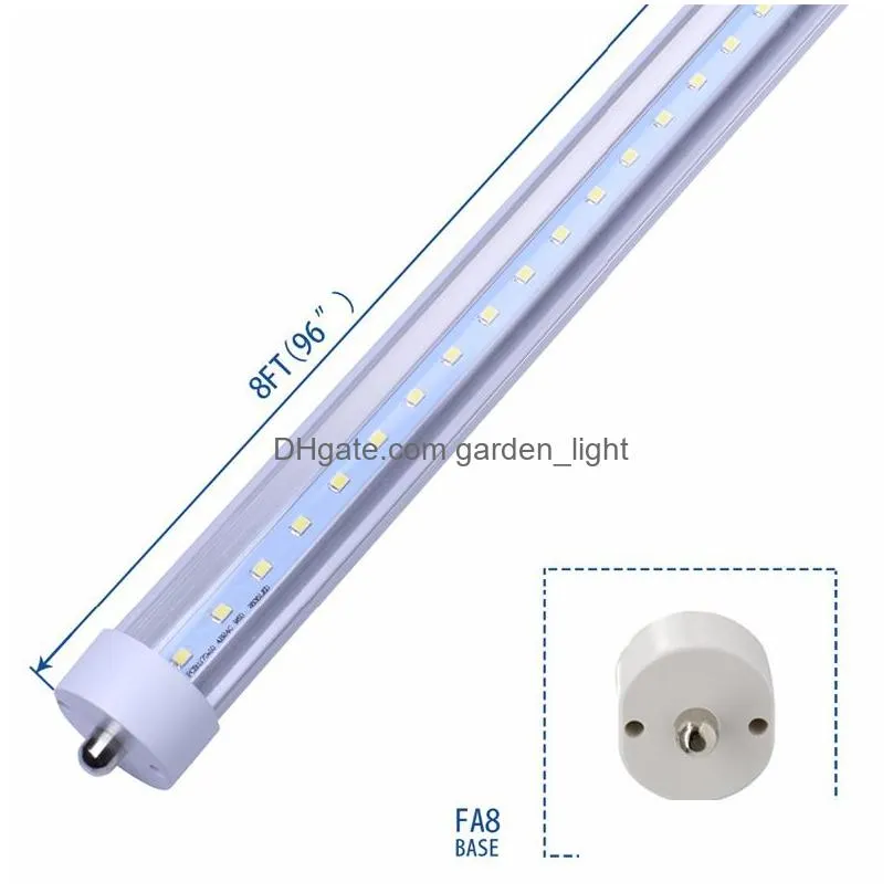2.4m 8ft fa8 single pin t8 tube fluorescent led light tube 8feet 8 foot 45w repalcement lamp smd2835 led tube light