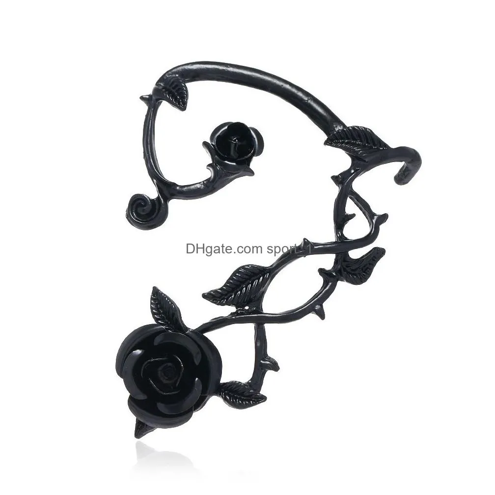 fashion jewelry ear cuff retro punk style metal hollowed out rose ears hang single piece ear clip earrings earhook