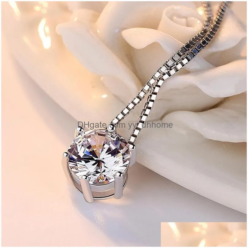 s925 sterling silver pendant necklace cubic zirconia charms necklaces wholesale