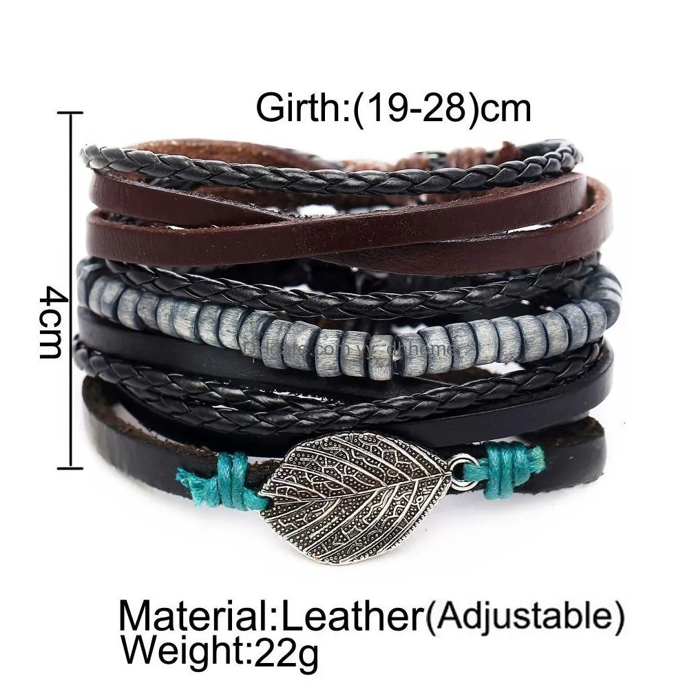 black man skin bracelet originality a string of beads artificial leather bracelet suit four paper set