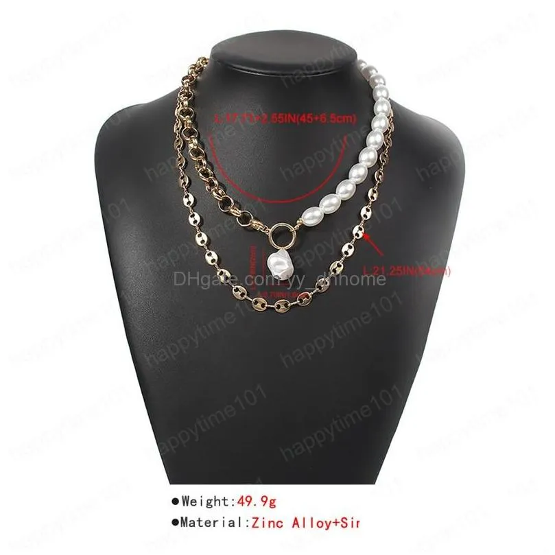 2 layers irregular pearl necklaces wedding party clavicle chain choker necklace for women jewelry