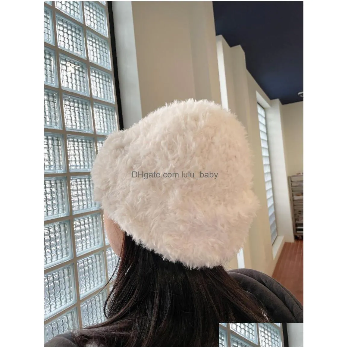 winter womens faux fur hat plush knitted hats lady soft warm caps