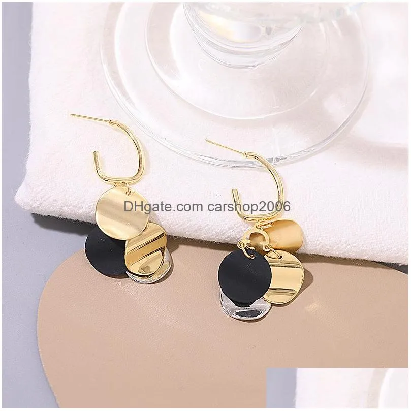 fashion jewelry s925 silver post earrings for women metal piece charm tassel dangle stud earrings