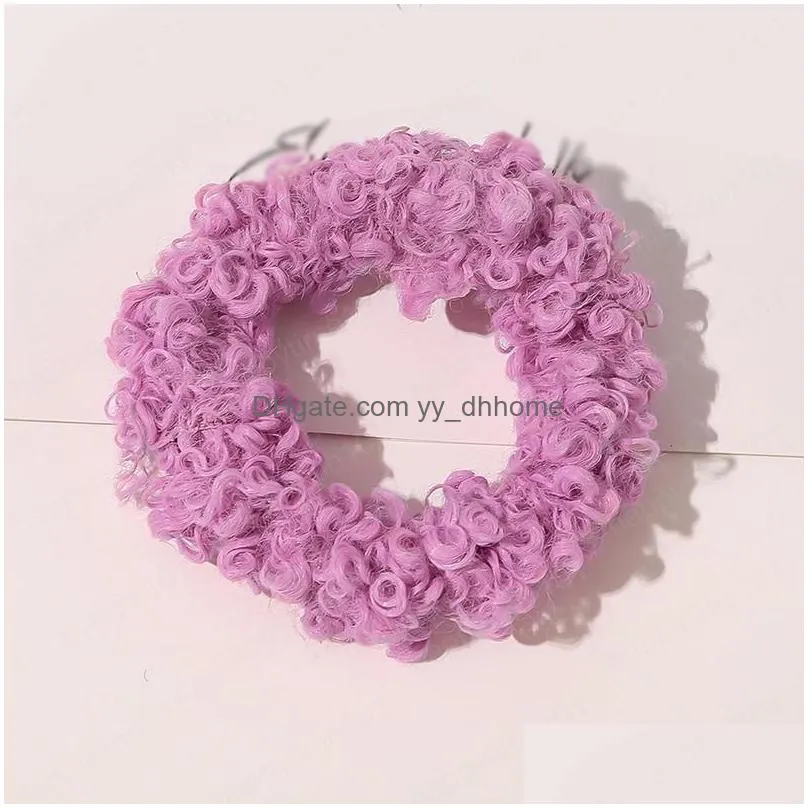 women girls fluffy lamb wool elastic hair bands plush scrunchies autumn winter hair ties rubber band christmas hair accessories