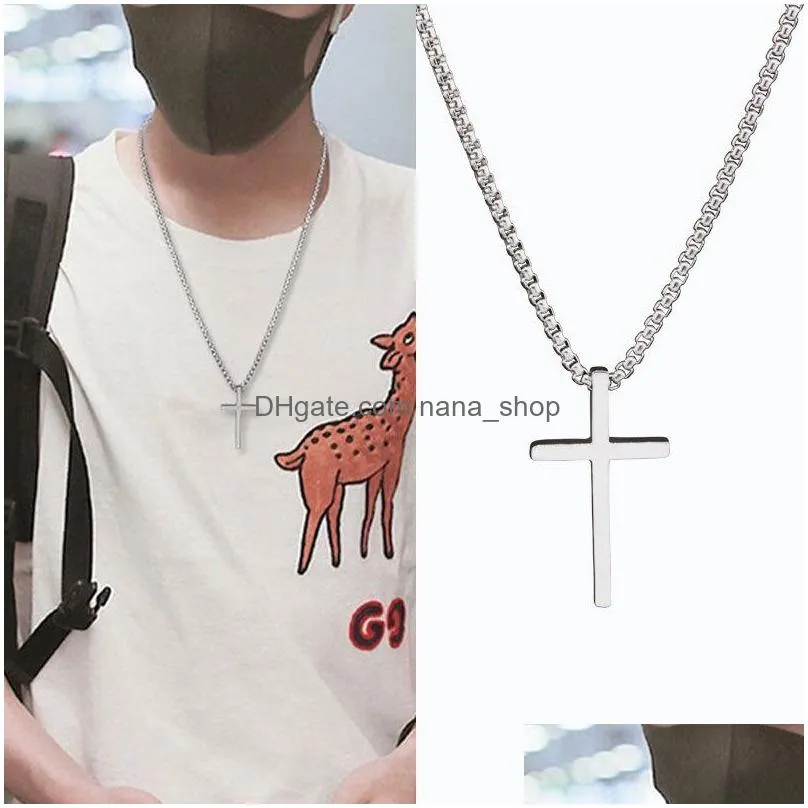 fashion jewelry cross necklace titanium steel men women hiphop choker necklace