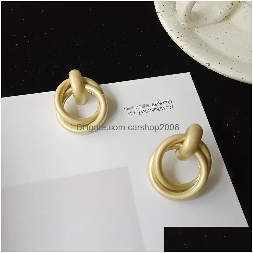 fashion jewelry s925 silver post matte hoop crossed stud earrings