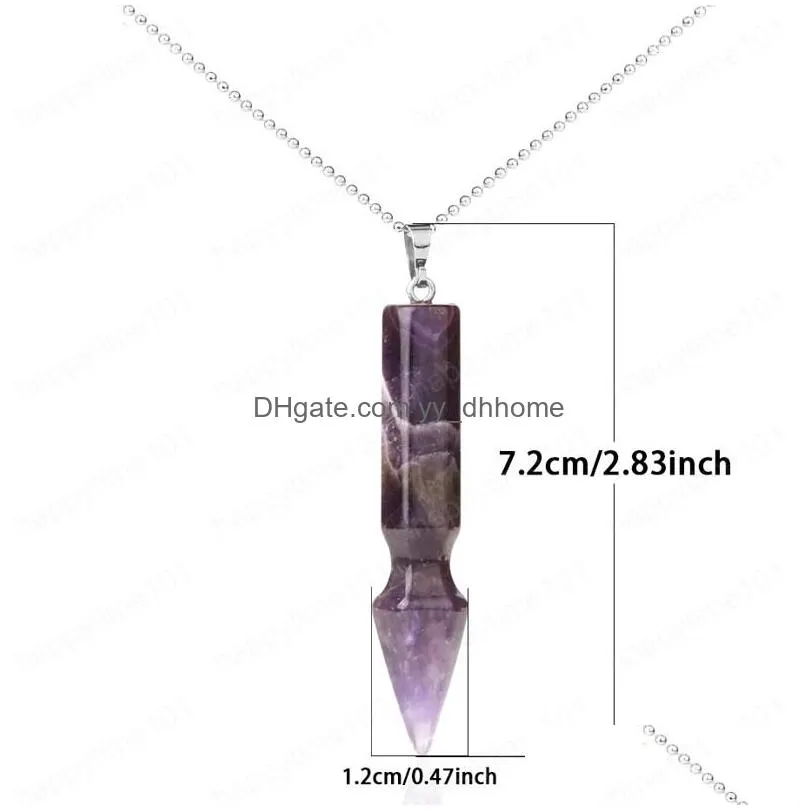 natural stone hexagonal column pendant necklaces healing point women jewelry bullet pendants men charm geometry collar