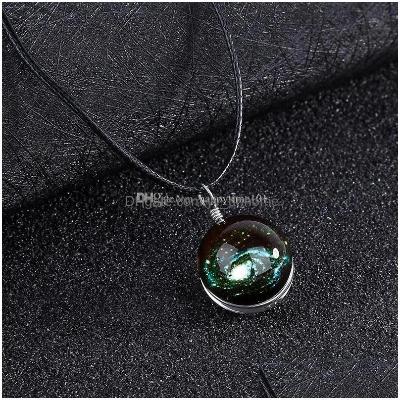 10color handmade glass ball luminous couples first jewelry luminous pendant dream star ball time necklace wholesale