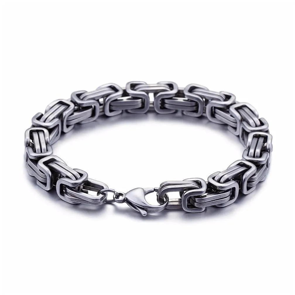 5mm/6mm/8mm wide silver stainless steel king byzantine chain necklace bracelet mens jewelry handmade