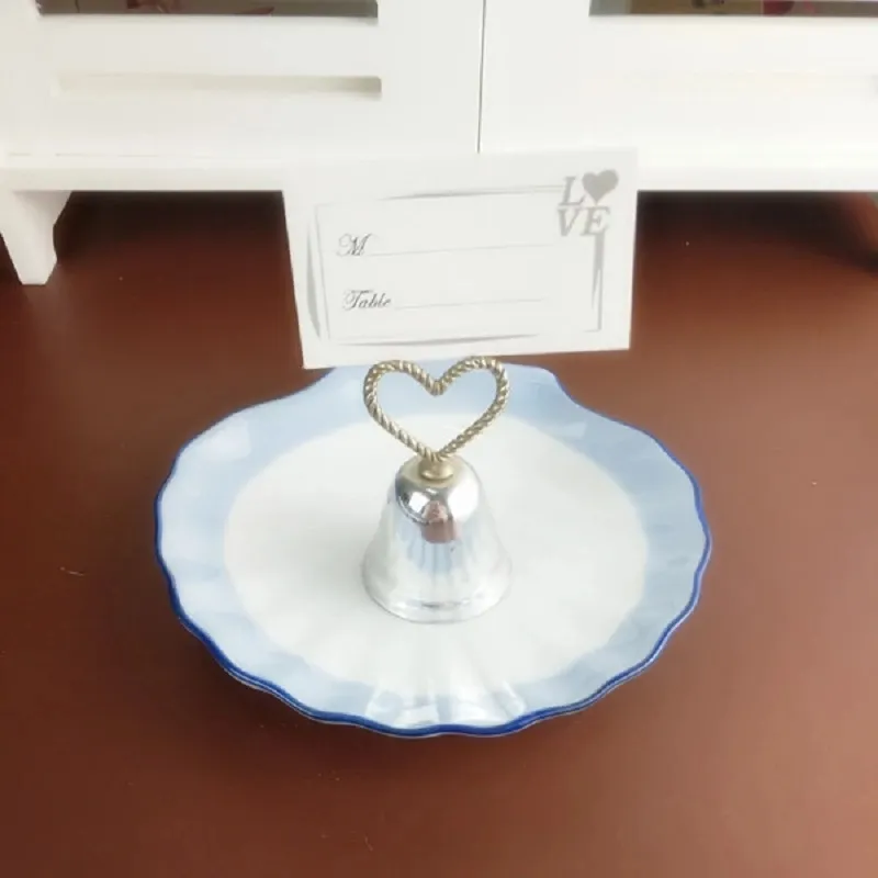 Kissing Bell Silver gold Bell Place Card Holder/Photo Holder Wedding Table Decoration Favors P1202