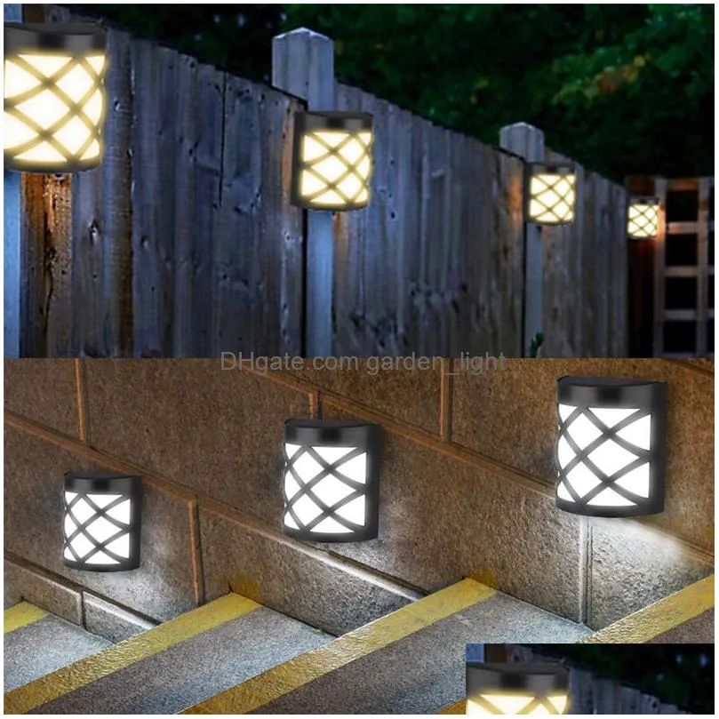 solar light ip65 waterproof 6 led wall light outdoor sunlight powered lamp for fence garden yard decoration