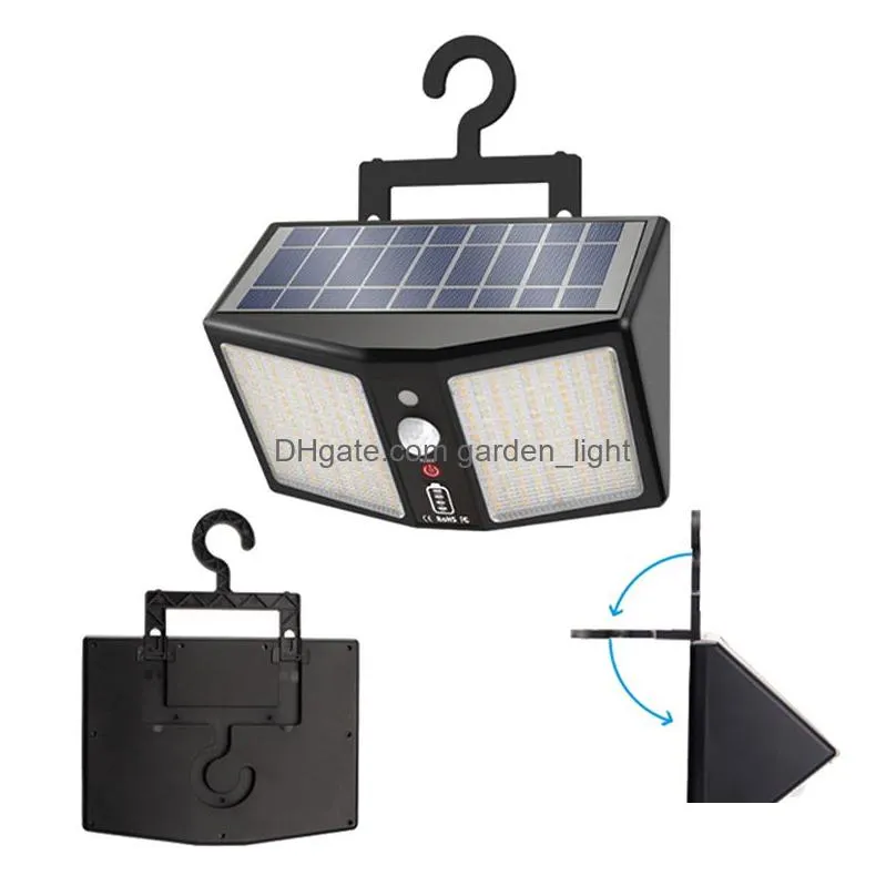 360led solar portable wall lamp garden motion sensor light waterproof outdoor 3 lighting color adjustable