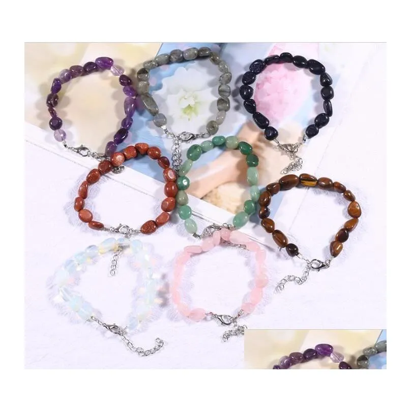 women gravel beaded strands bracelet crystal handmade fashion bracelets irregular colored gravel hand ornaments string jewelry