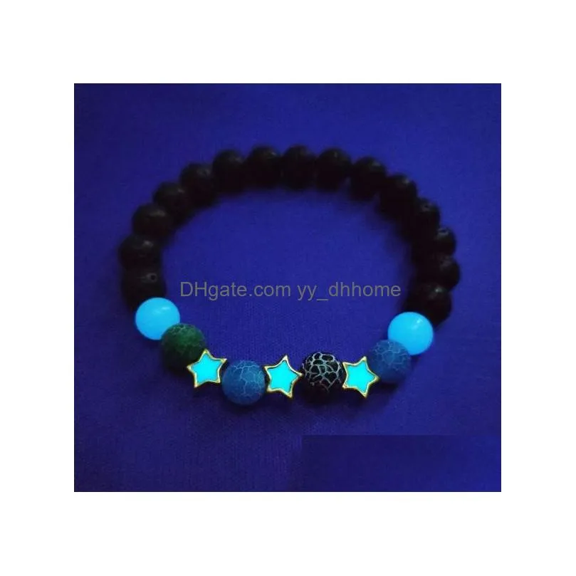 4 style fashion luminous bracelets volcanic stone star shaped  oil diffuser bracelet bangle women jewelry 2019 christmas gift