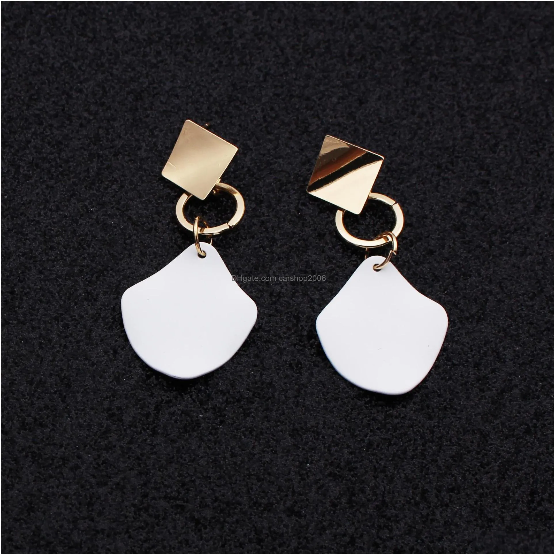 fashion jewelry morandi geometric metal paint earrings lady elegant earrings