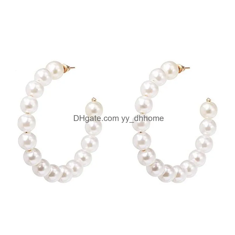 big geometric imitation pearl circle earrings women retro cycle ring earrings jewelry gifts