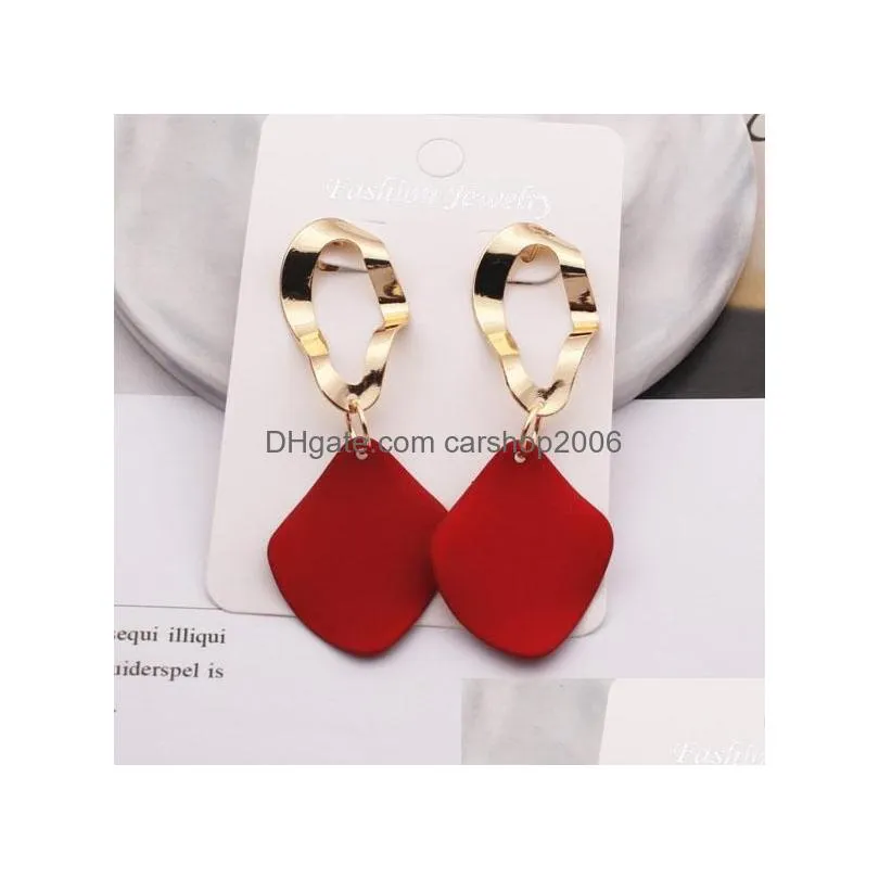 fashion jewelry morandi geometric metal paint earrings lady elegant earrings