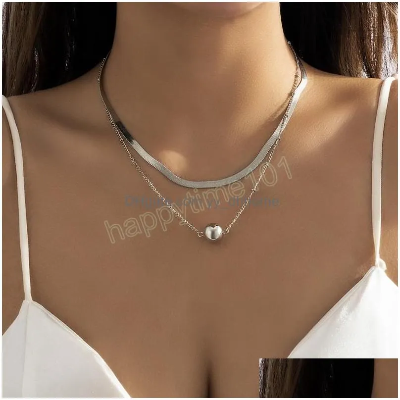 gothic simple flat snake clavicle chain necklace women colar vintage ball pendant choker aesthetic neck jewelry accessories