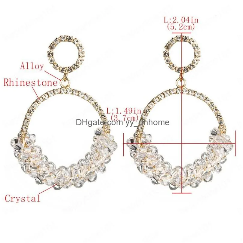 fashion style multilayer alloy ring semidiamond rhinestone semicrystal beads earrings womens personalized dangle earrings