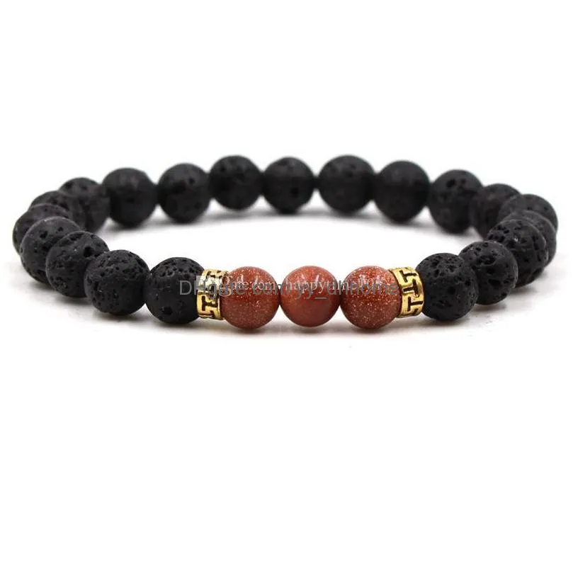 vairous colors natural black lava stone beads elastic bracelet essential oil diffuser bracelet volcanic rock beaded hand strings