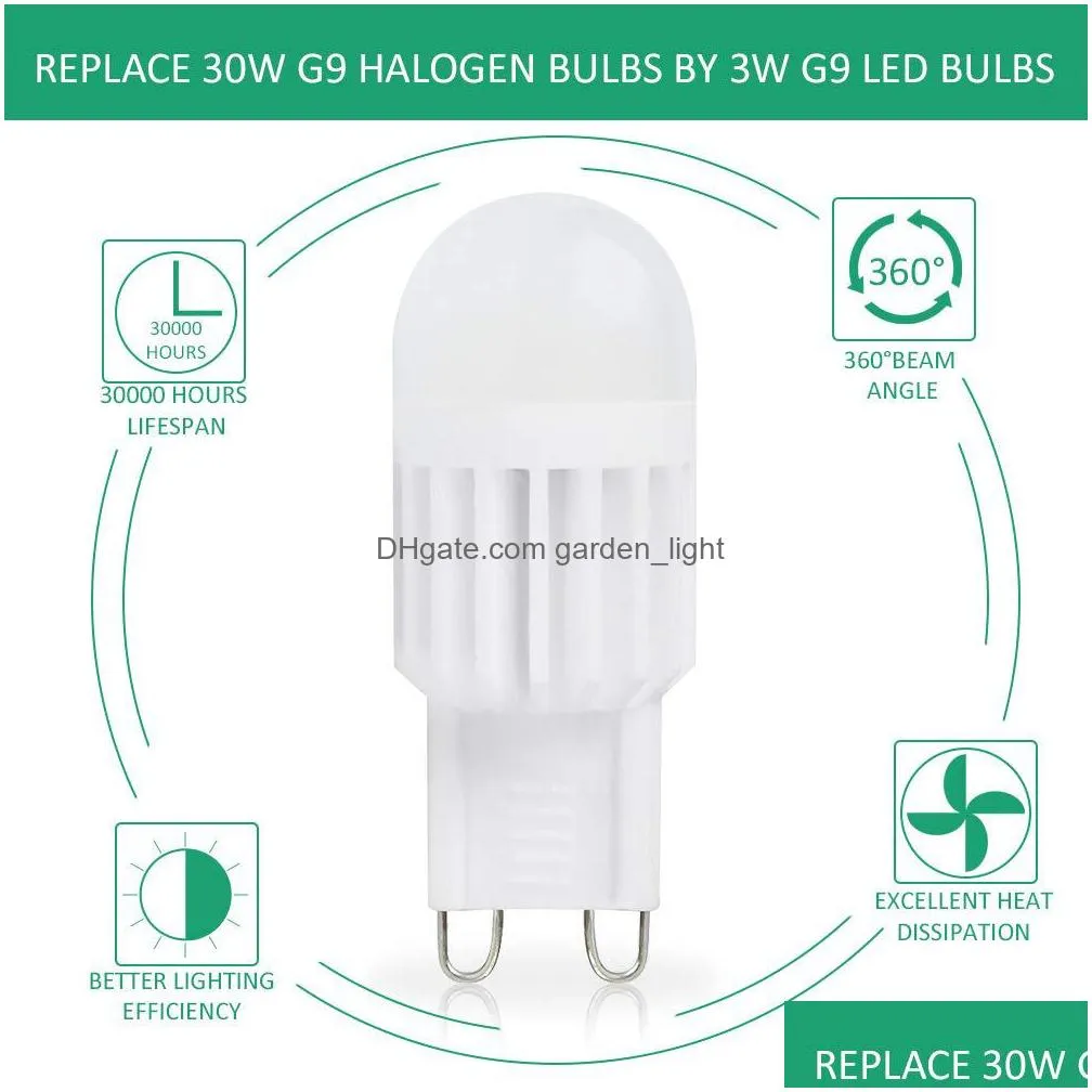 g9 led bulb dimmable bipin base 3w warm white 3000k 6500k for chandelier home lighting 220v 110v energy saving