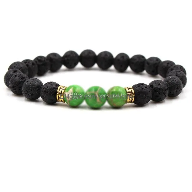 vairous colors natural black lava stone beads elastic bracelet essential oil diffuser bracelet volcanic rock beaded hand strings