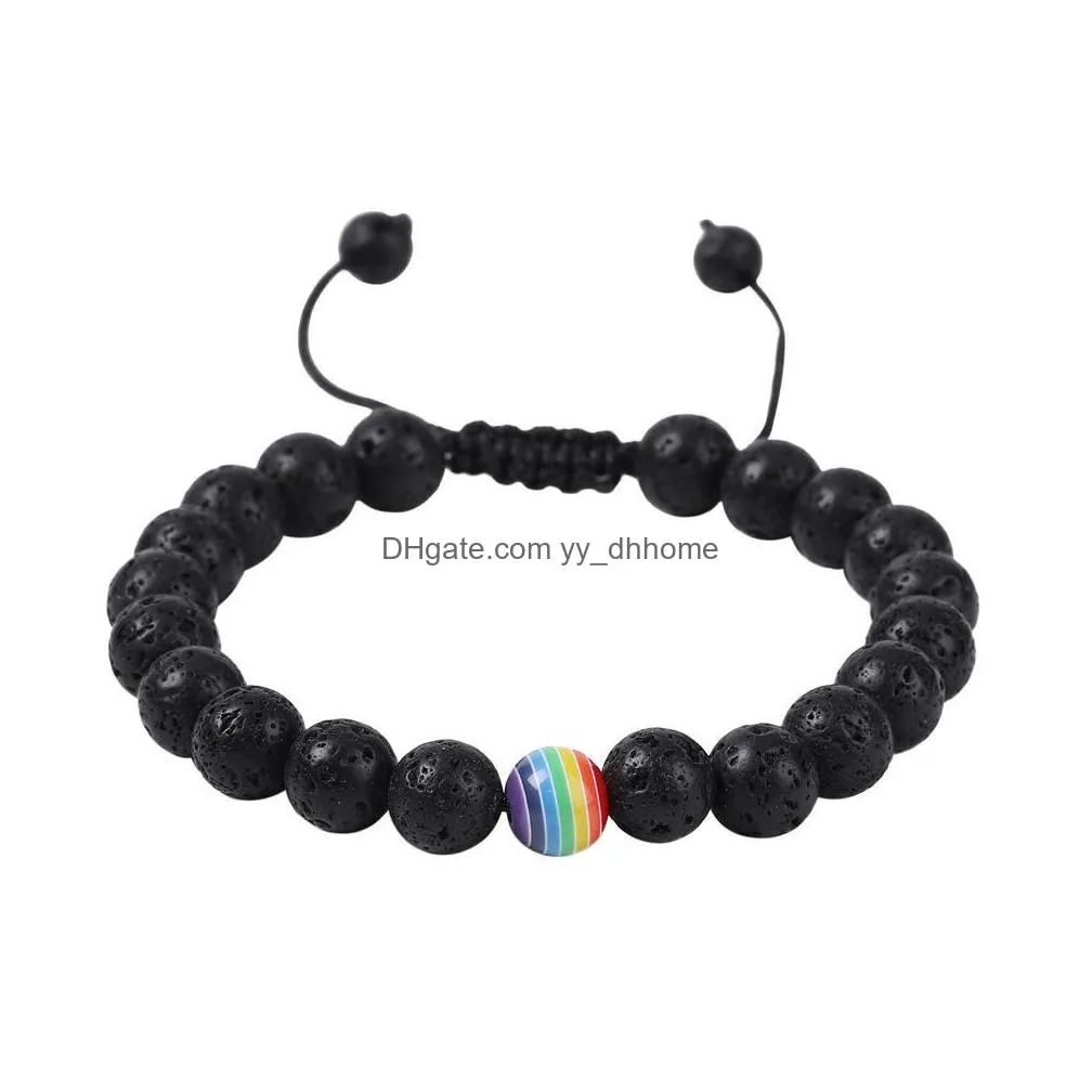 rainbow natural volcanic rocks stone aromatherapy bracelet 3 styles lava stone beaded yoga bracelet  oil diffuser bracelet