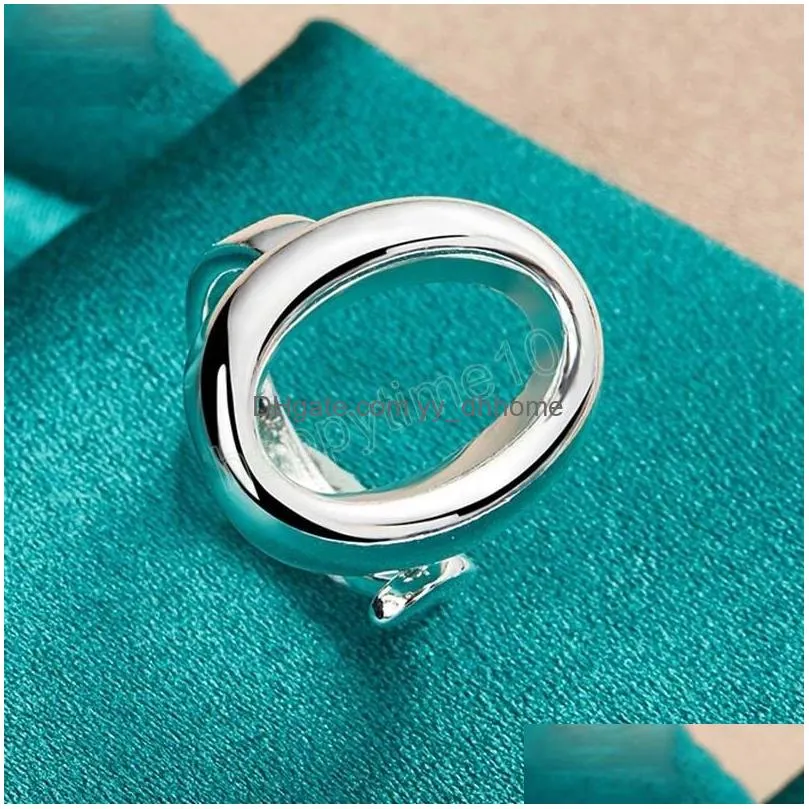 925 sterling silver round circle o open adjustable size ring for women man wedding engagement party jewelry