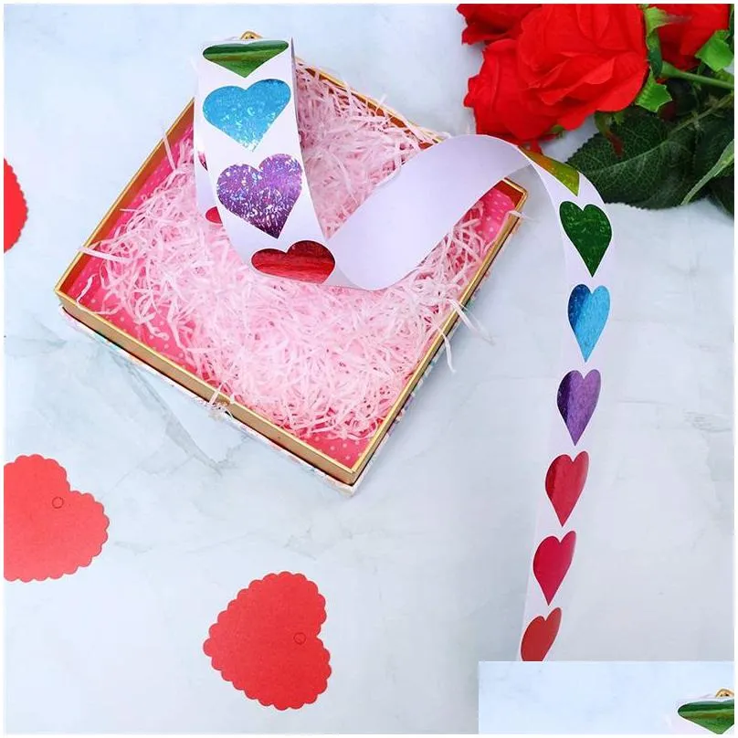 50500pcs red heart shape labels valentines day paper packaging sticker candy bag gift box packing bag wedding 20211228 q2