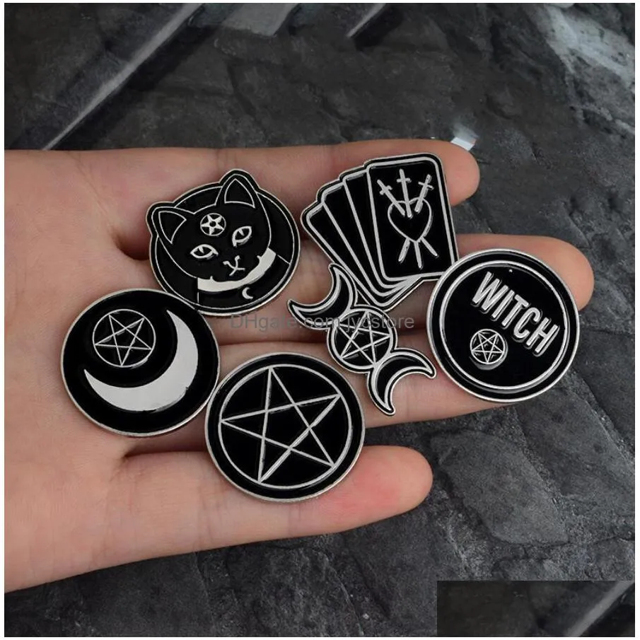 witch ouija moon tarot book new goth style enamel pins badge denim jacket jewelry gifts brooches for women men 167 t2