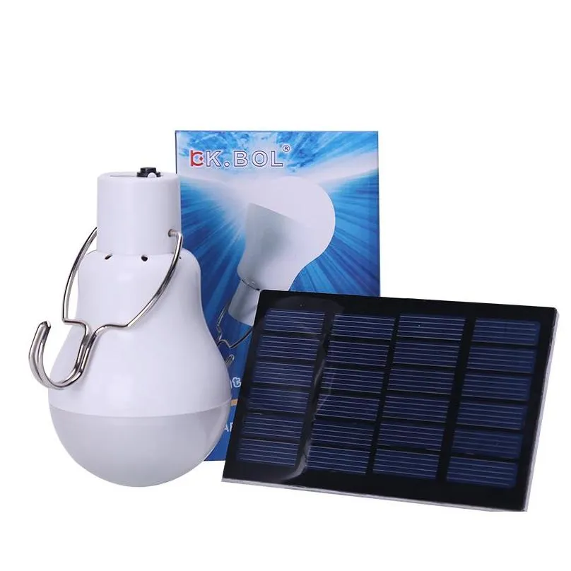 solar led bulb light portable led solar camping lamp spotlight with solar panel for outdoor hiking camping tent fishing lighting