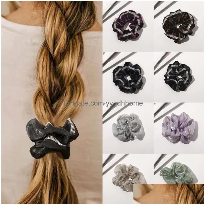 shiny velvet hair scrunchies for women fabric soft elastic hair rings rubber ponytail holders ties for girls daily summer