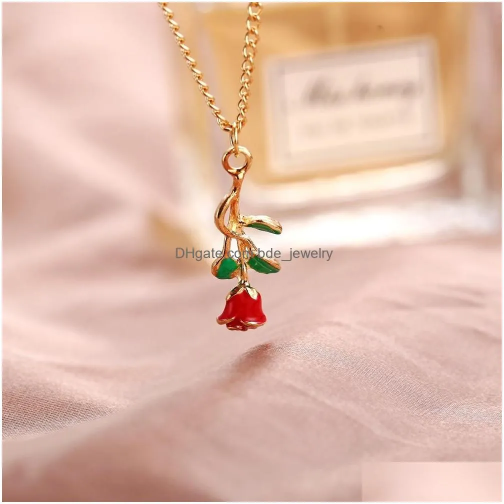 fashion jewelry rose pendant necklace rose choker necklace