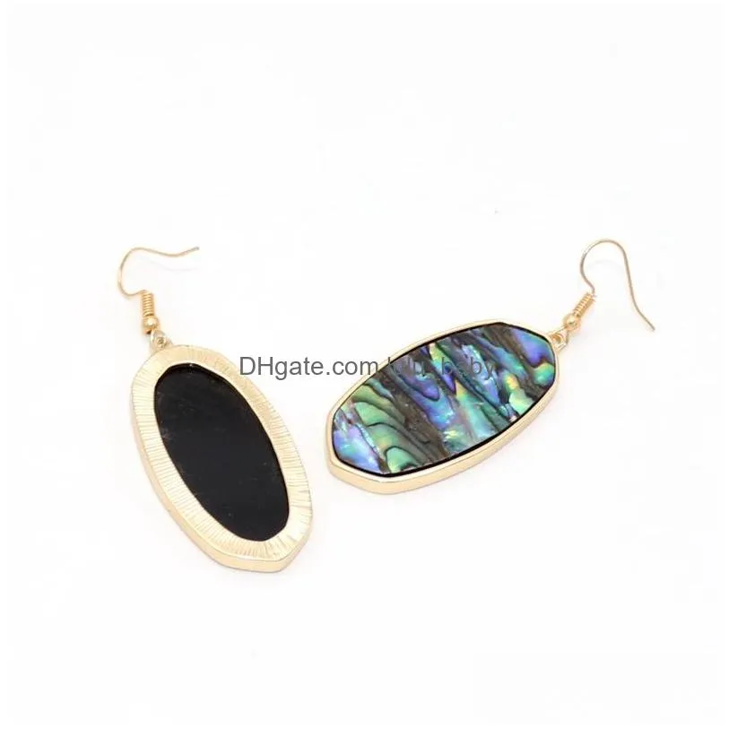 fashion jewelry oval abalone shell earrings leopard dangle earrings