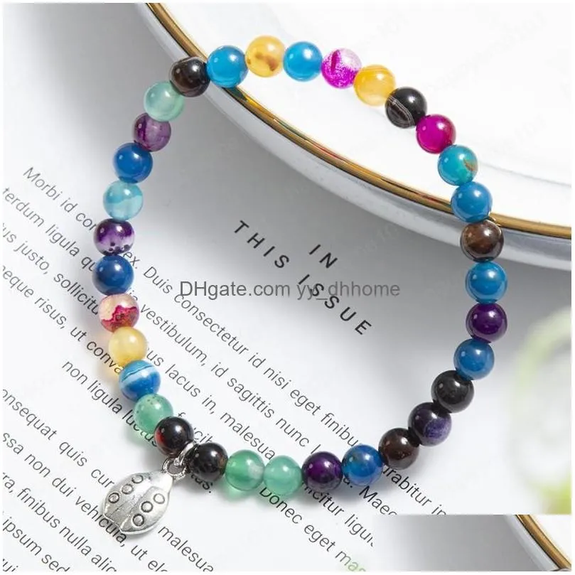 natural healing crystal gemstone jewelry agate beads bracelets for women men couple pendant elastic bracelet