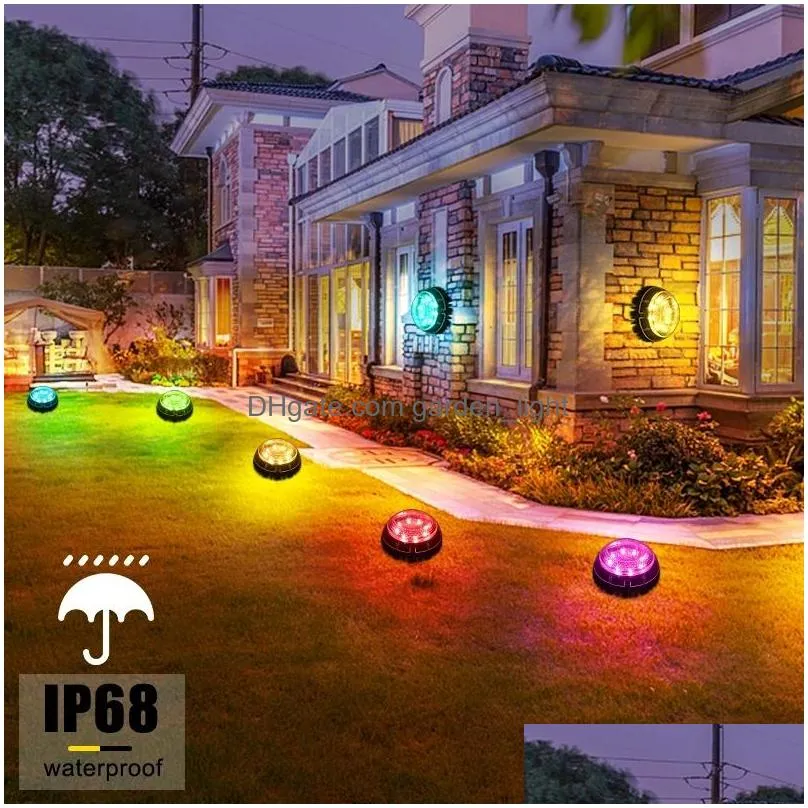 solar ground lawn lights outdoor rgb 7 colors changeable waterproof decorative solar garden lamp outdoor lighting 8 led for yard deck