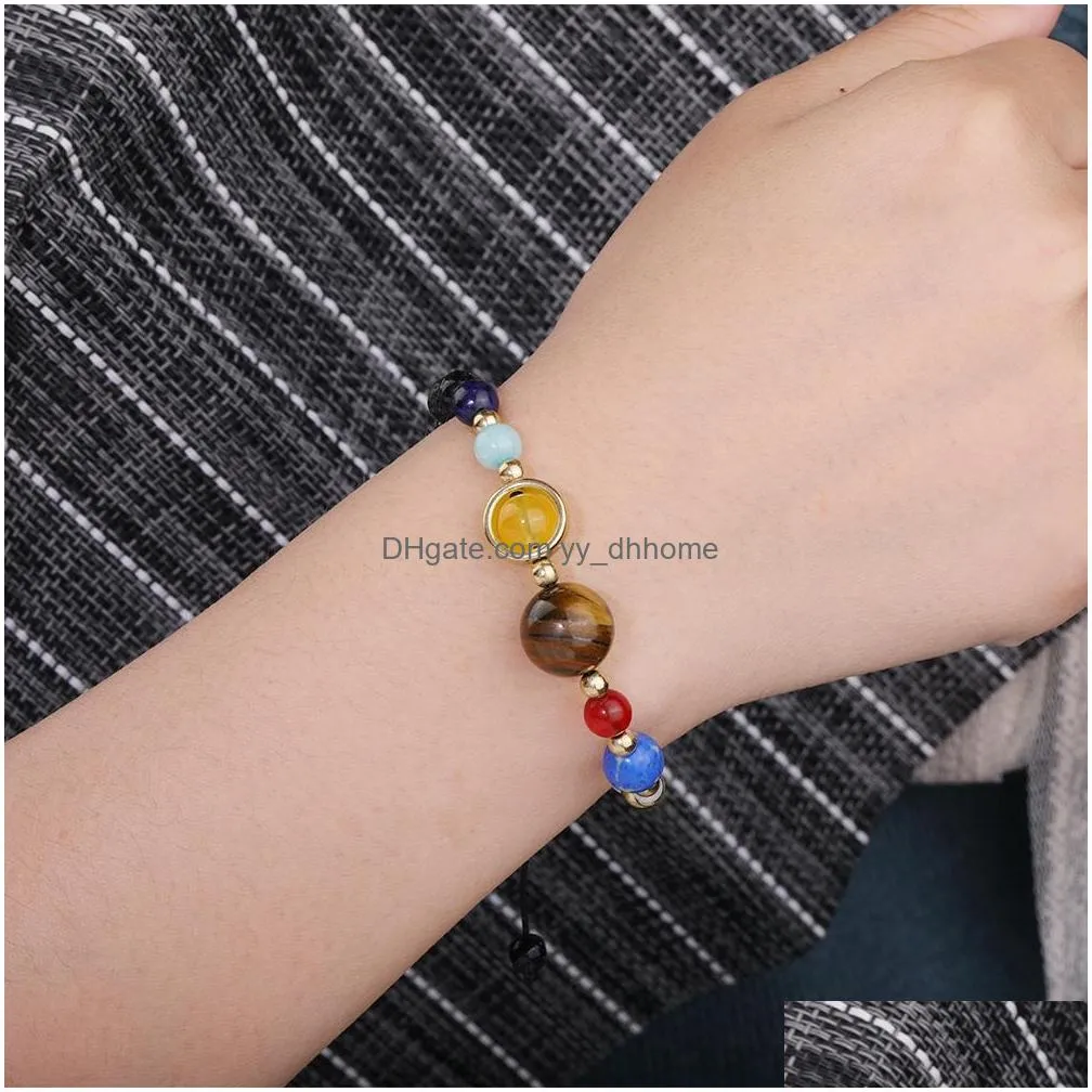 2020 universe galaxy planets star natural stone bead bracelets solar system adjustable handmade braided bracelet for women men