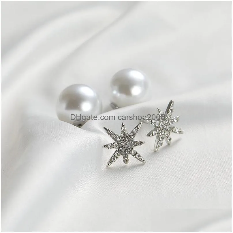 fashion jewelry stud earrings full diamond rhinstone faux pearl earrings