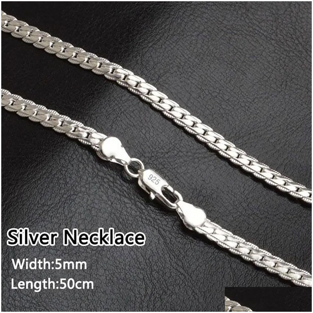 925 sterling silver snake bone chain necklace 5mm width men women jewelry necklace diy accessories 20 22 24 26 28 30inch