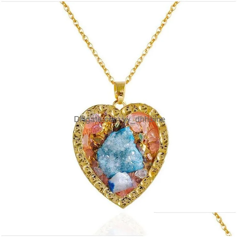  natural big gem crystal stone gemstone necklace pendants original natural stone collar choker necklace for women jewelry