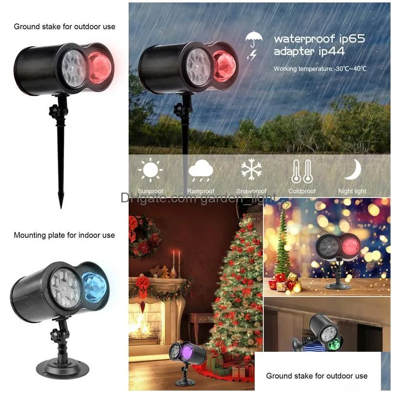 double head laser projector light 14 patterns 10 waterwaves no slides waterproof outdoor christmas holiday decoration light