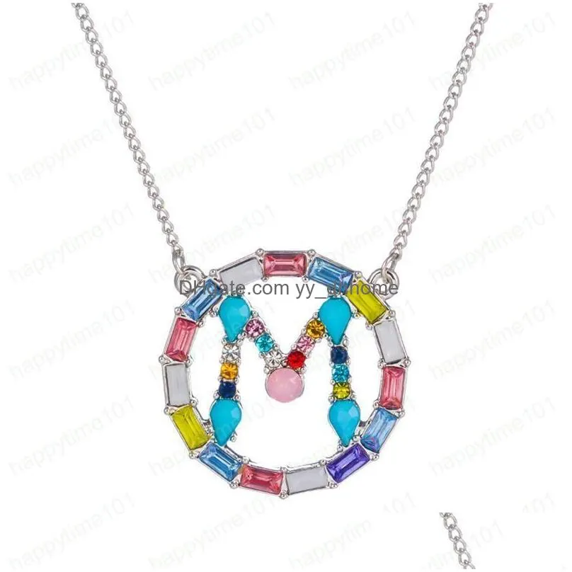 26 az english initial necklace round english letter diamond necklace pendants designer necklaces women fashion jewelry
