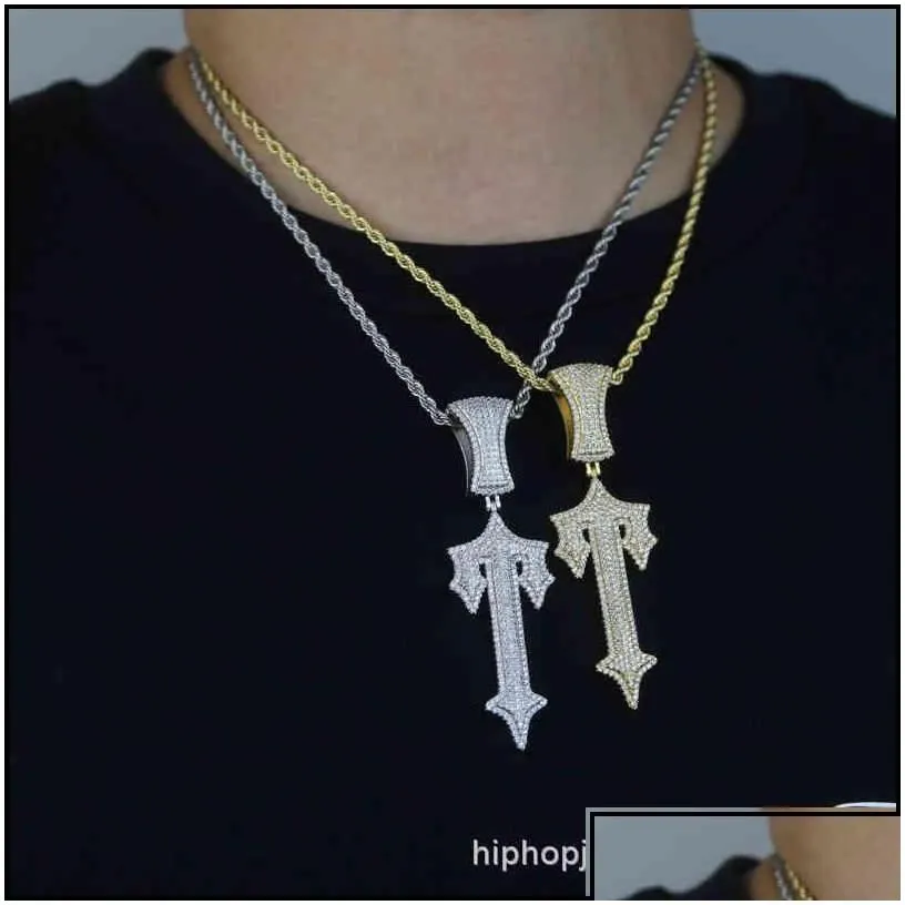 pendant necklaces trapstar london hip hop cross pendant inlaid zircon  rap style wearable tennis chain cuba drop delivery 2022 jew