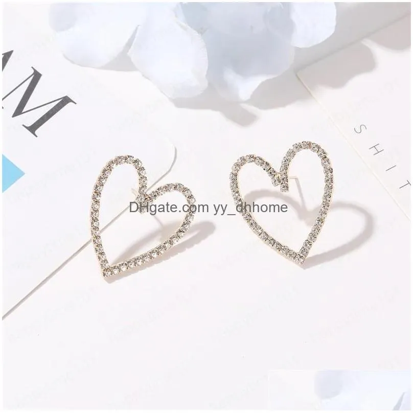  fashion jewelry heart earrings hollow out rhinstone hearts stud earrings